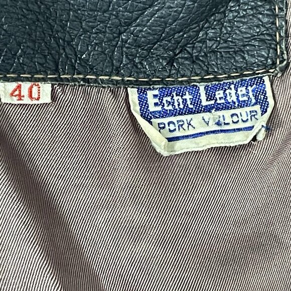 VTG William Barry Brown  Raw Pork Velour Leather Jacket Collar USA Made Size 40 - Picture 4 of 13